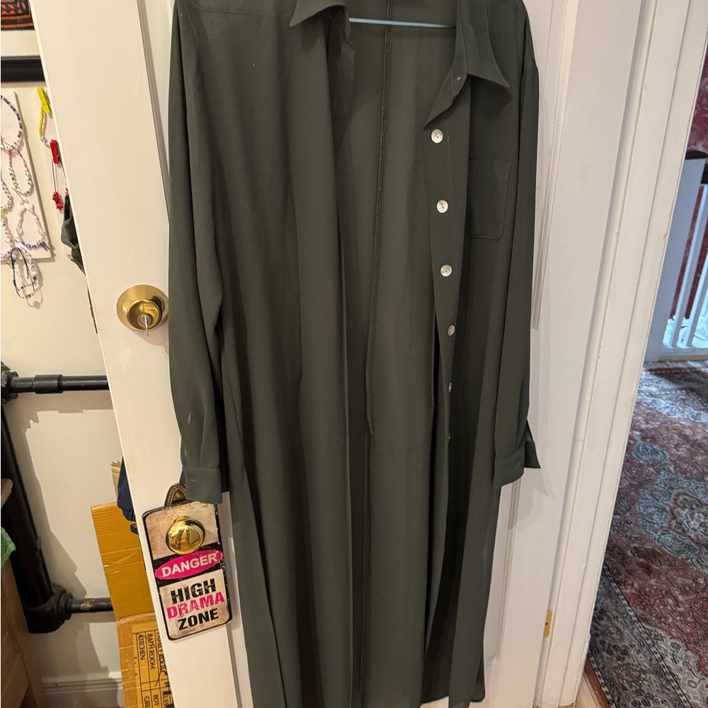 Olive Green Sheer Duster